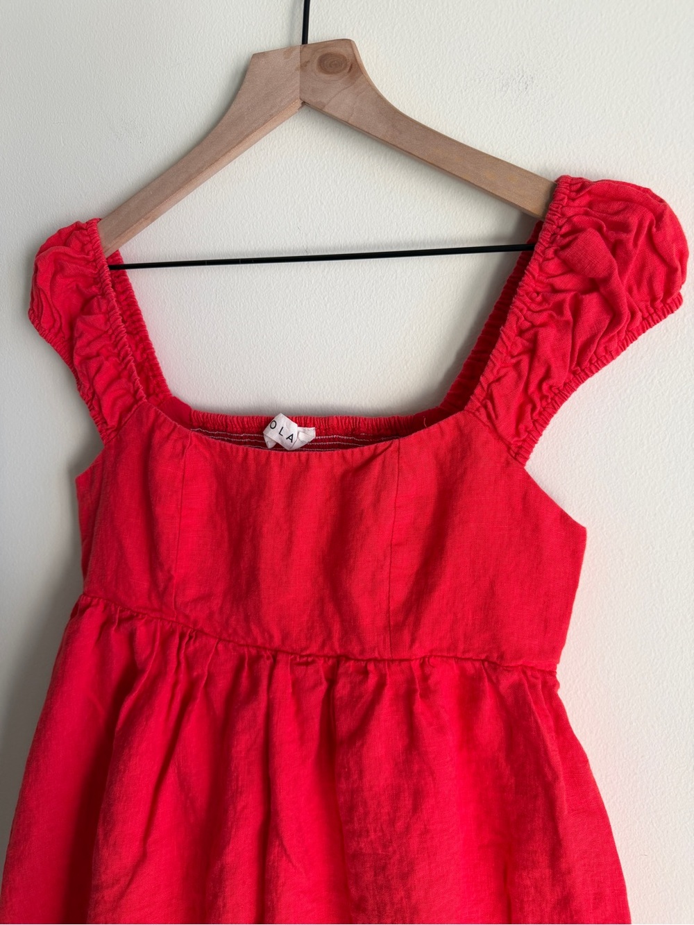 Solai Amalfi 100% Linen Mini Dress Red Linen Babydoll Beach Vacation Size Medium - Picture 6 of 13